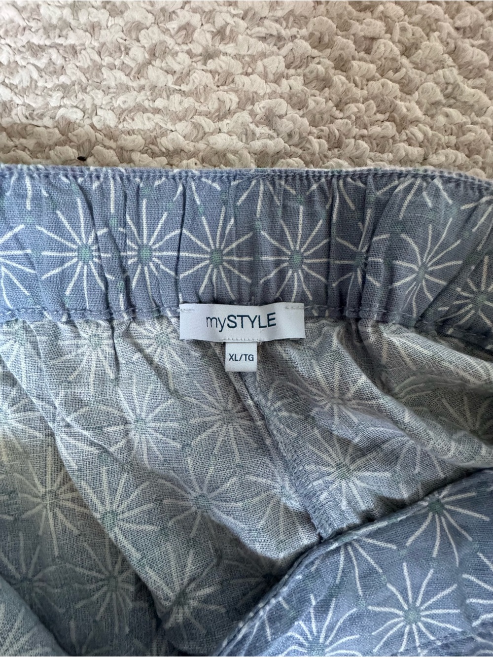 Blue Patterned Women’s Drawstring Shorts - Picture 3 of 3